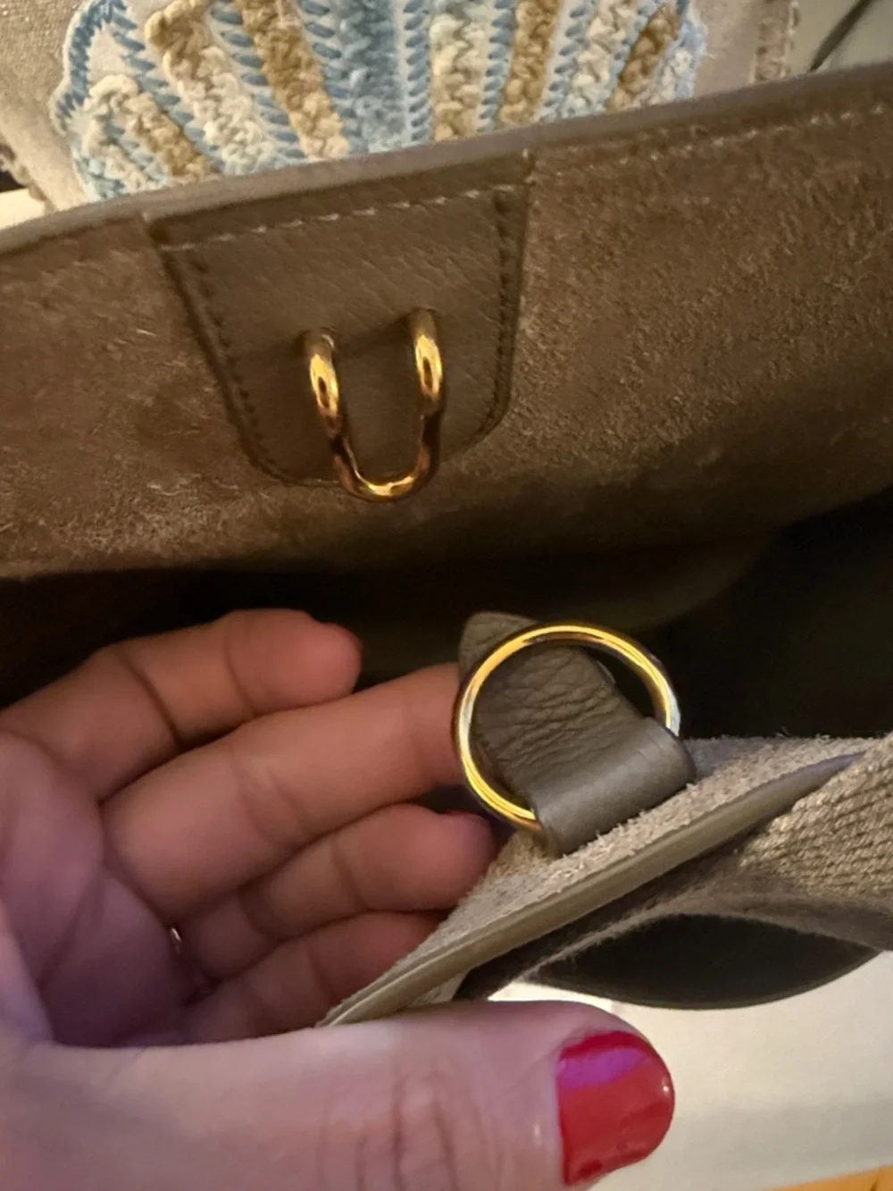 Authentic Celine Seau Taupe/Brown Pebbled Leather Tote w/Wide Strap suede int. - Picture 6 of 17